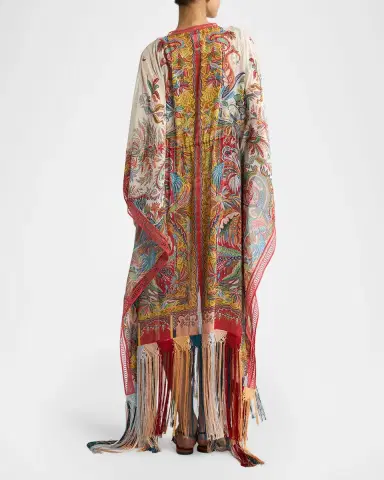 Etro Multicolor Fringe-Trim Kaftan Coverup | Thumbnail 3