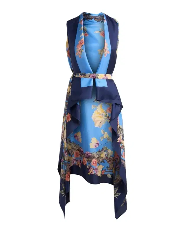 Floral Silk Foulard Vest