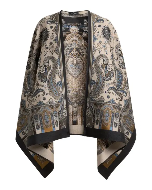 Paisley Wool-Blend Cape