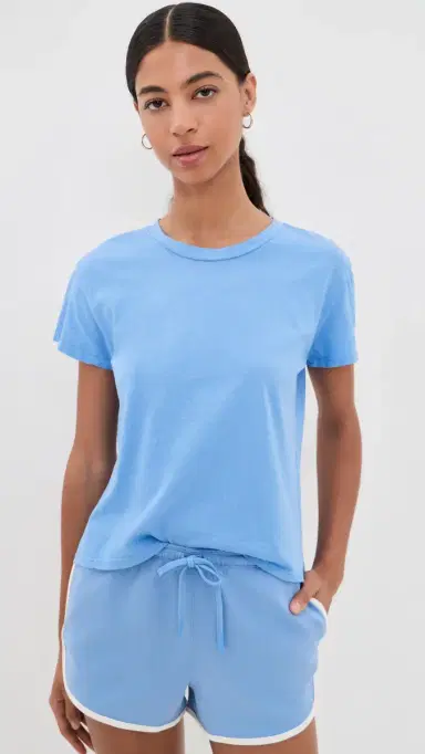 perfectwhitetee Harley Cotton Boxy Crew Neck Tee Pacific Blue | Thumbnail 2