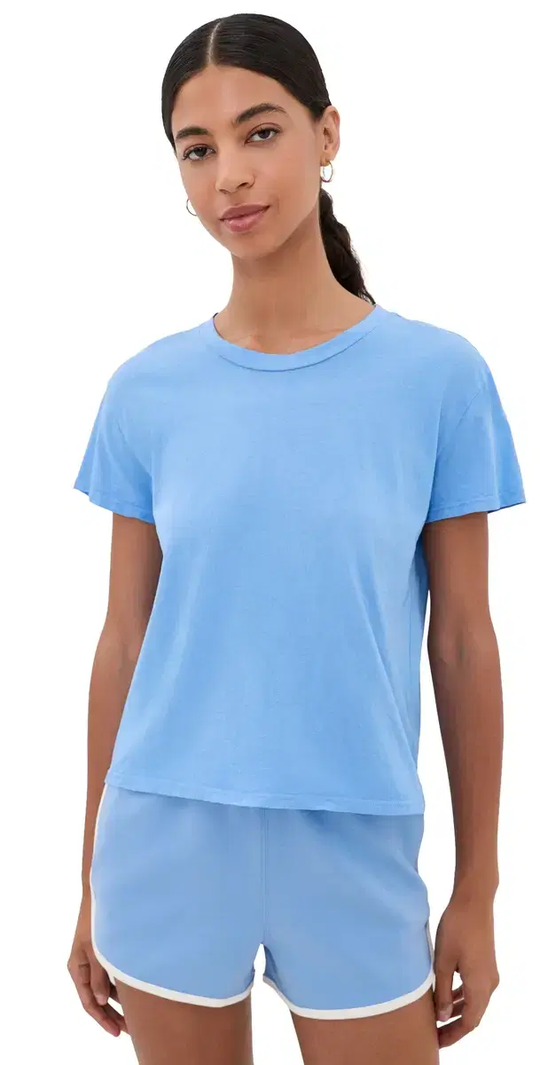 perfectwhitetee Harley Cotton Boxy Crew Neck Tee Pacific Blue