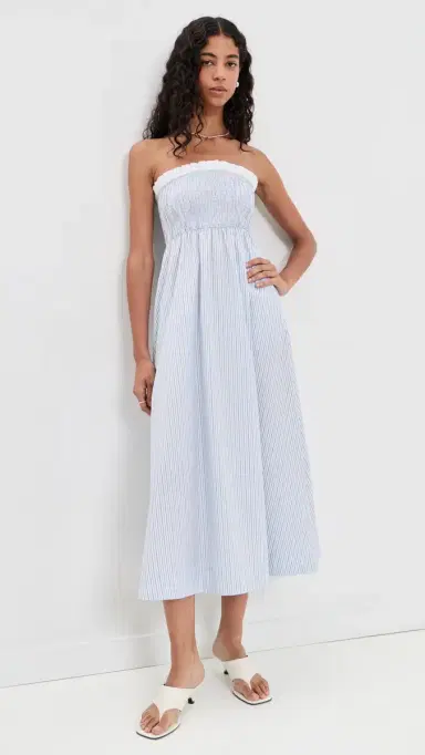 Maude Club Alicia Dress Blue Green Stripe | Thumbnail 2