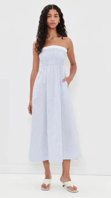 Maude Club Alicia Dress Blue Green Stripe | Thumbnail 5