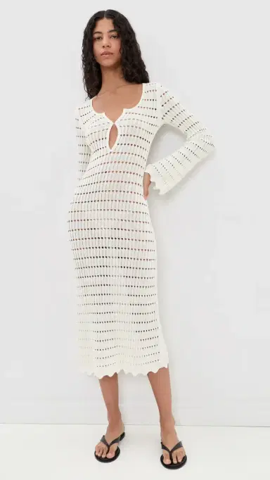 LIONESS Leisure Midi Dress Porcelain | Thumbnail 2