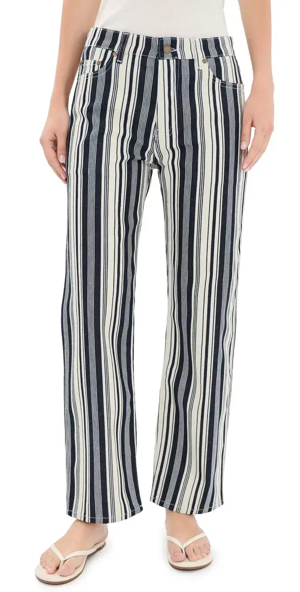 Renggli Stripe Straight Jeans Chalk/Midnight