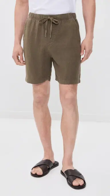 Faherty Essential Linen Shorts 7 Dark Palm S | Thumbnail 2