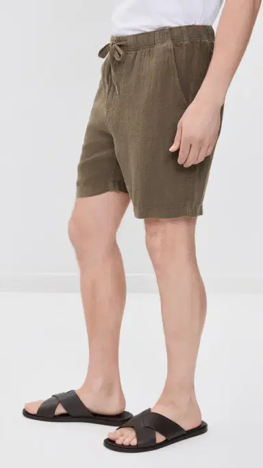Faherty Essential Linen Shorts 7 Dark Palm S | Thumbnail 4