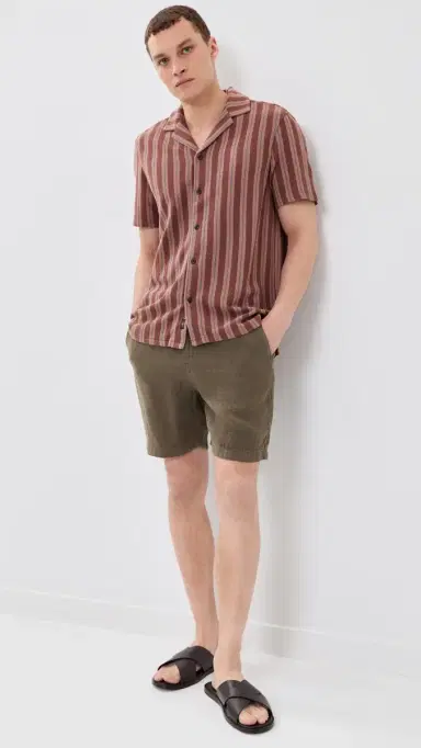 Faherty Essential Linen Shorts 7 Dark Palm S | Thumbnail 5