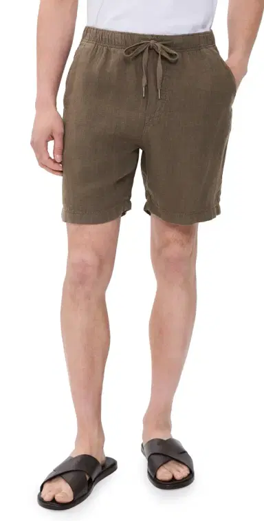 Faherty Essential Linen Shorts 7 Dark Palm S | Thumbnail 1