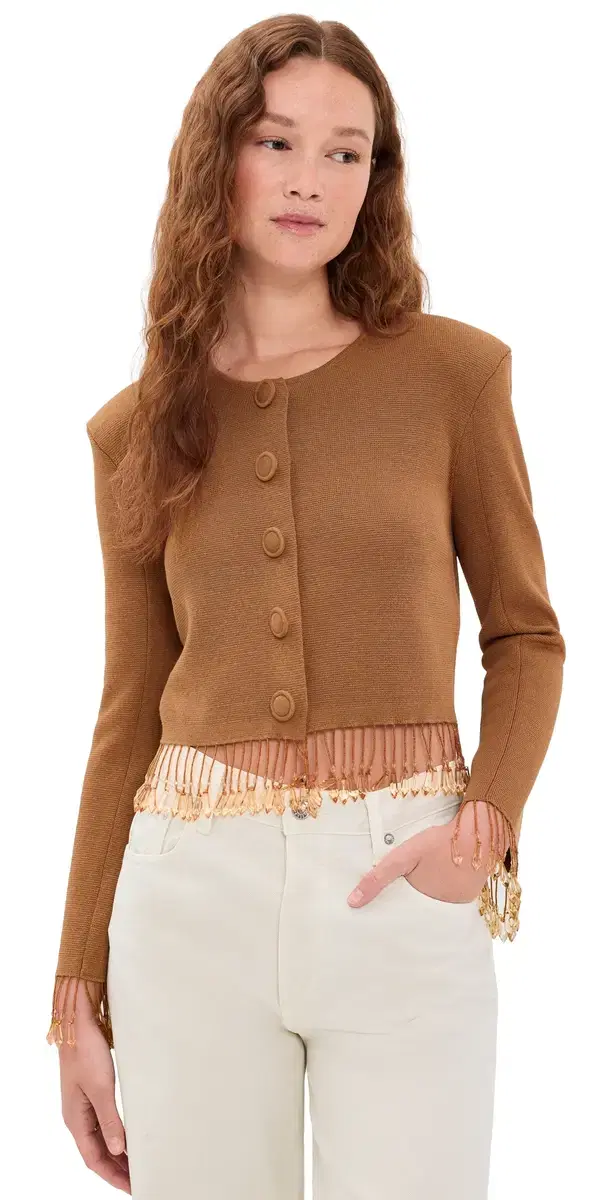 By Malene Birger helly Beaded Jacket Latte Brown