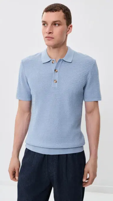 RAILS Nathan Knit Polo Top Blue ky Heather | Thumbnail 2 RAILS Nathan Knit Polo Top Blue ky Heather | Thumbnail 2