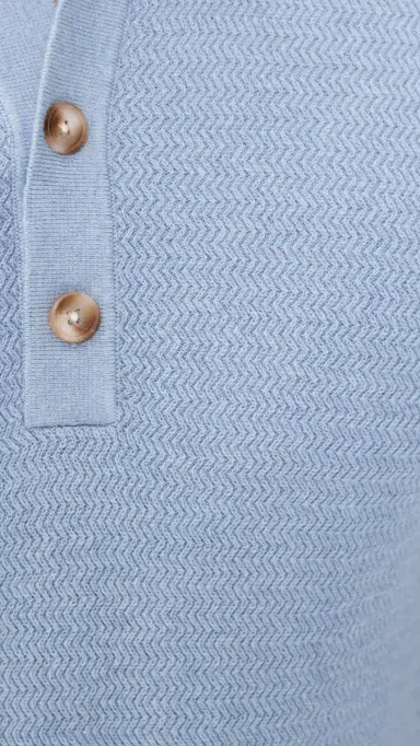 RAILS Nathan Knit Polo Top Blue ky Heather | Thumbnail 6 RAILS Nathan Knit Polo Top Blue ky Heather | Thumbnail 6