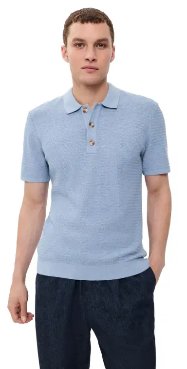 RAILS Nathan Knit Polo Top Blue ky Heather | Thumbnail 1 RAILS Nathan Knit Polo Top Blue ky Heather | Thumbnail 1