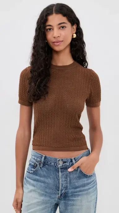 Joe's Jeans The Crochet Baby Tee Chocolate | Thumbnail 2 Joe's Jeans The Crochet Baby Tee Chocolate | Thumbnail 2