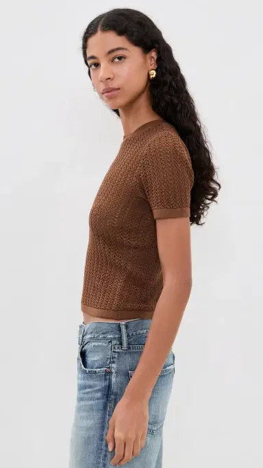 Joe's Jeans The Crochet Baby Tee Chocolate | Thumbnail 4 Joe's Jeans The Crochet Baby Tee Chocolate | Thumbnail 4