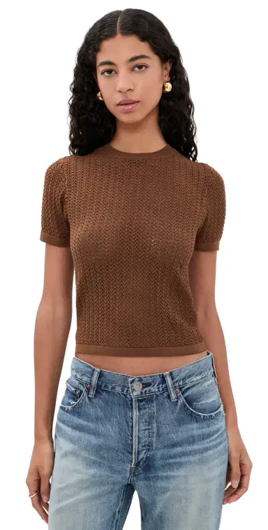 Joe's Jeans The Crochet Baby Tee Chocolate | Thumbnail 1 Joe's Jeans The Crochet Baby Tee Chocolate | Thumbnail 1