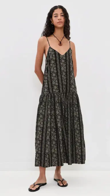 The Great. THE GREAT. The Drop Waist Midi Dress Black & Cream Token Floral | Thumbnail 2 The Great. THE GREAT. The Drop Waist Midi Dress Black & Cream Token Floral | Thumbnail 2