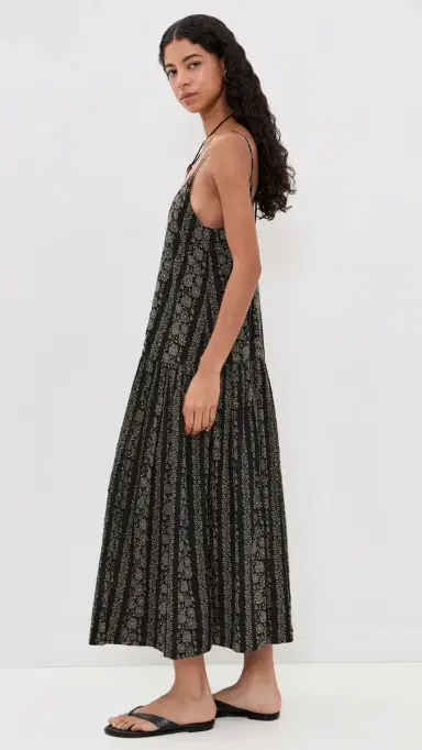 The Great. THE GREAT. The Drop Waist Midi Dress Black & Cream Token Floral | Thumbnail 4 The Great. THE GREAT. The Drop Waist Midi Dress Black & Cream Token Floral | Thumbnail 4