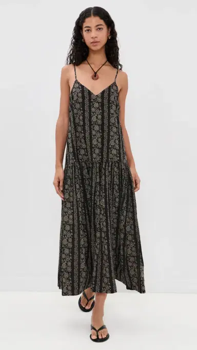 The Great. THE GREAT. The Drop Waist Midi Dress Black & Cream Token Floral | Thumbnail 5 The Great. THE GREAT. The Drop Waist Midi Dress Black & Cream Token Floral | Thumbnail 5