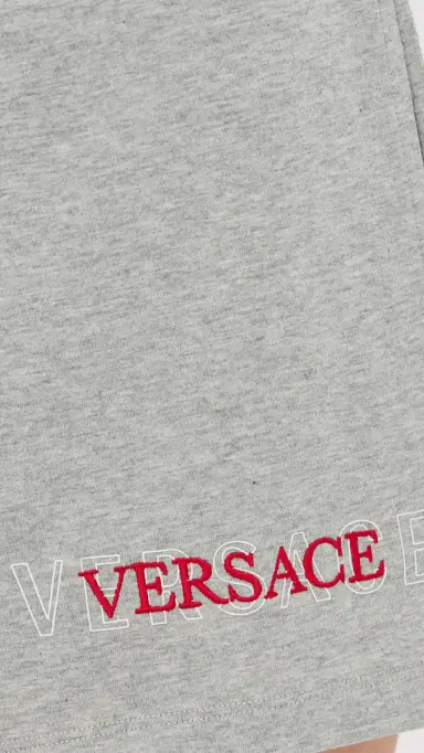 Versace Embroidered Cotton Shorts Light Grey | Thumbnail 6 Versace Embroidered Cotton Shorts Light Grey | Thumbnail 6