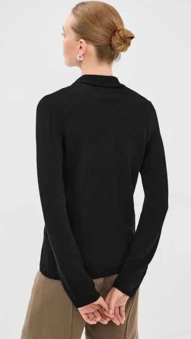 The Elder Statesman Laurel Cashmere Polo Sweater Black | Thumbnail 3 The Elder Statesman Laurel Cashmere Polo Sweater Black | Thumbnail 3