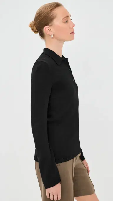 The Elder Statesman Laurel Cashmere Polo Sweater Black | Thumbnail 4 The Elder Statesman Laurel Cashmere Polo Sweater Black | Thumbnail 4