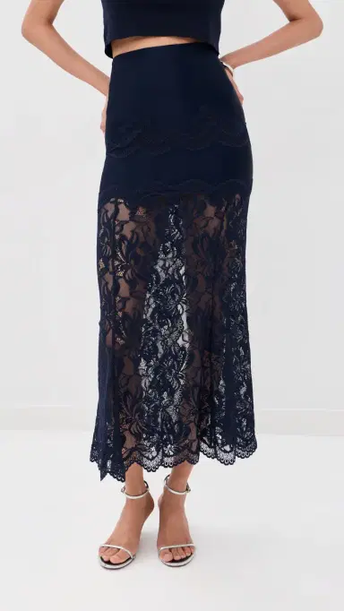 Rabanne Floral Combo Skirt Deep Navy 38 | Thumbnail 3