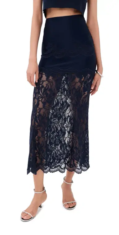 Rabanne Floral Combo Skirt Deep Navy 38 | Thumbnail 1