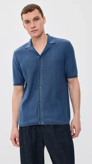 Wax London Ivy Knit Shirt Blue | Thumbnail 2 Wax London Ivy Knit Shirt Blue | Thumbnail 2