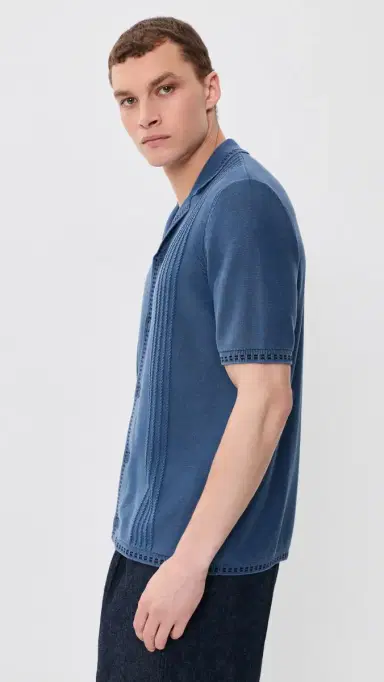 Wax London Ivy Knit Shirt Blue | Thumbnail 4 Wax London Ivy Knit Shirt Blue | Thumbnail 4