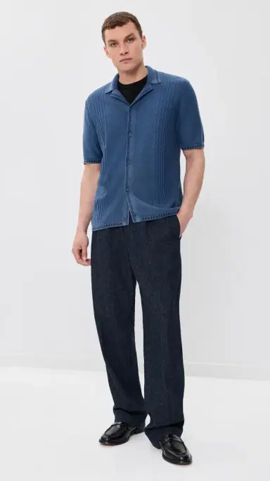 Wax London Ivy Knit Shirt Blue | Thumbnail 5 Wax London Ivy Knit Shirt Blue | Thumbnail 5