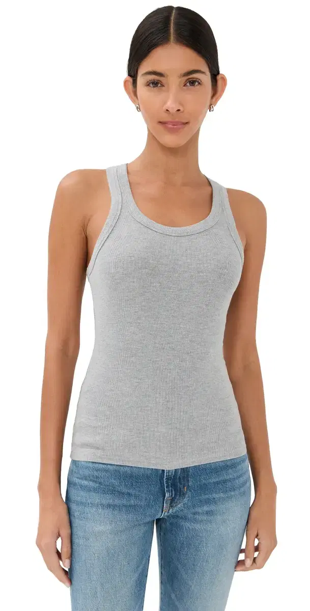 SPRWMN Rib Fitted coop Tank Heathered Grey