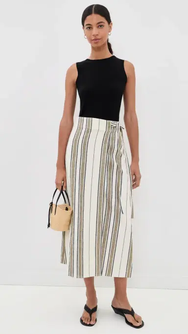 APIECE APART Stripe Marsala Wrap Skirt | Thumbnail 5