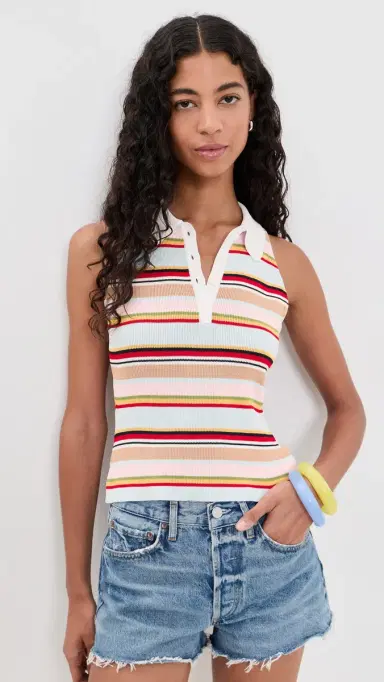 Rowing Blazers Halter Polo Tank Top Multi-Color S | Thumbnail 2