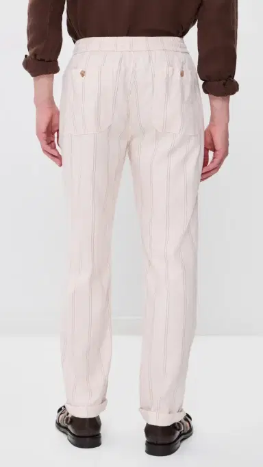 Marine Layer aturday Hemp Beach Pants Natural/Brown tripe | Thumbnail 3