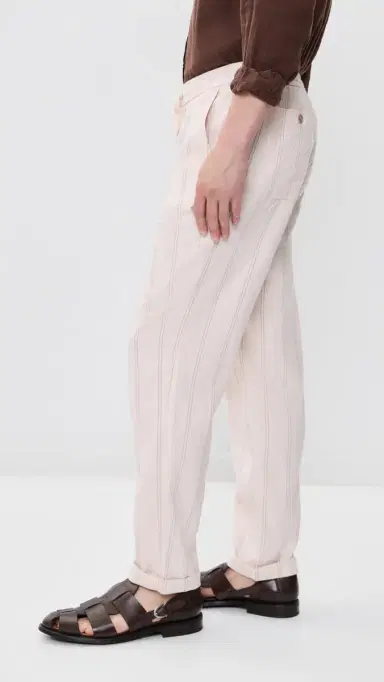 Marine Layer aturday Hemp Beach Pants Natural/Brown tripe | Thumbnail 4