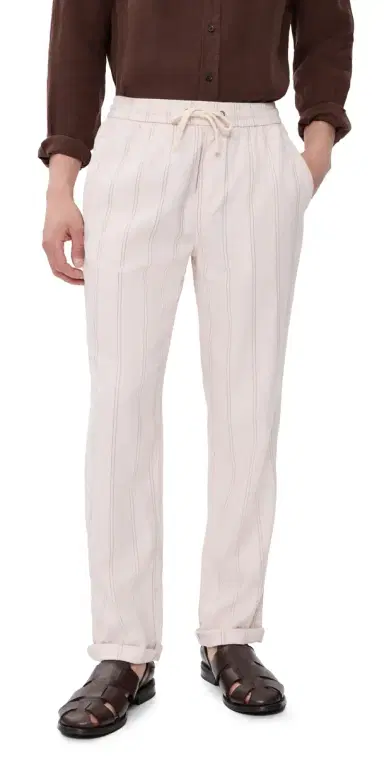 Marine Layer aturday Hemp Beach Pants Natural/Brown tripe | Thumbnail 1