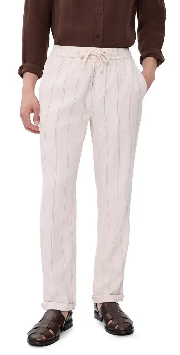 Marine Layer aturday Hemp Beach Pants Natural/Brown tripe