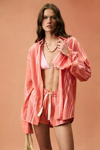 Marrakshi Life for FWRD French Cuff Striped Cotton Shirt | Thumbnail 2