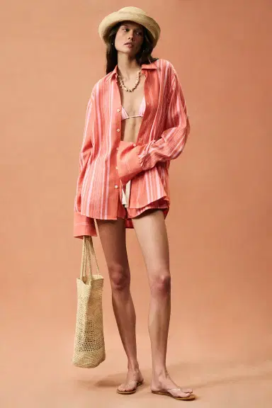 Marrakshi Life for FWRD French Cuff Striped Cotton Shirt | Thumbnail 1