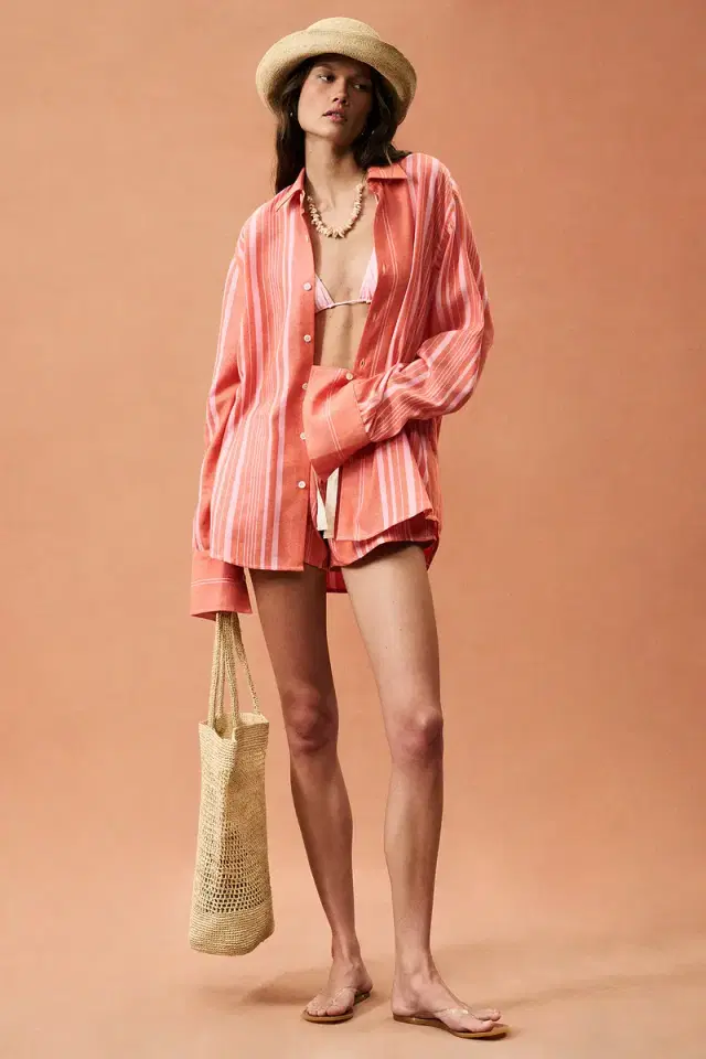 Marrakshi Life for FWRD French Cuff Striped Cotton Shirt