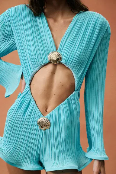 Rowen Rose for FWRD Long Sleeve Romper | Thumbnail 6