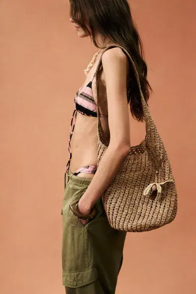 Helen Kaminski for FWRD Lani Raffia Crochet Bucket Bag With Palm Tree Charm | Thumbnail 3 Helen Kaminski for FWRD Lani Raffia Crochet Bucket Bag With Palm Tree Charm | Thumbnail 3