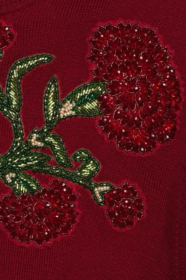 Carolina Herrera Crystal Embroidered Rose Cardigan | Thumbnail 5 Carolina Herrera Crystal Embroidered Rose Cardigan | Thumbnail 5