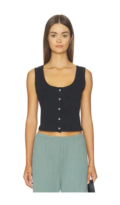 LESET Pointelle Button Down Tank | Thumbnail 1 LESET Pointelle Button Down Tank | Thumbnail 1