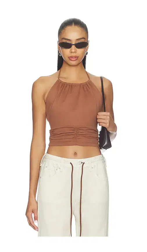 Susana Monaco Halter Gathered Top Tie Neck