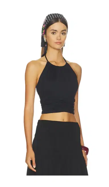 susana monaco Halter Gathered Top Tie Neck | Thumbnail 2