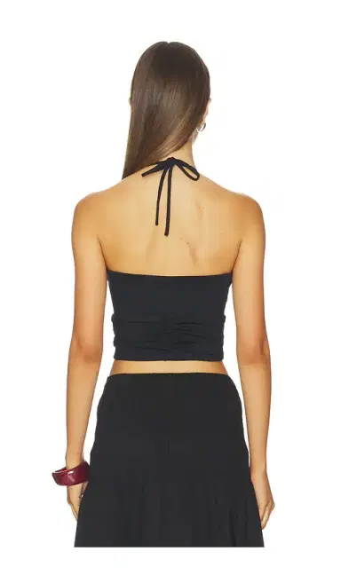susana monaco Halter Gathered Top Tie Neck | Thumbnail 3