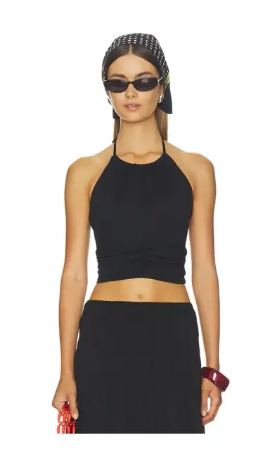 susana monaco Halter Gathered Top Tie Neck | Thumbnail 1
