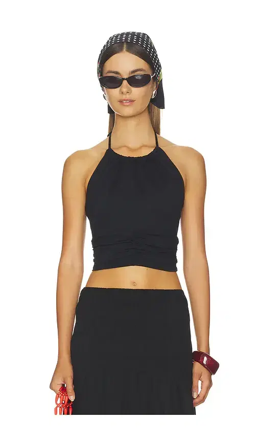 Susana Monaco Halter Gathered Top Tie Neck